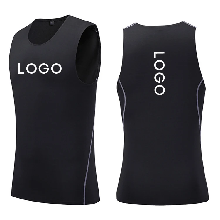 

Custom logo print sports fitness vest sleeveless t-shirt men's slim fit undershirt tight quick drying gym tshirt