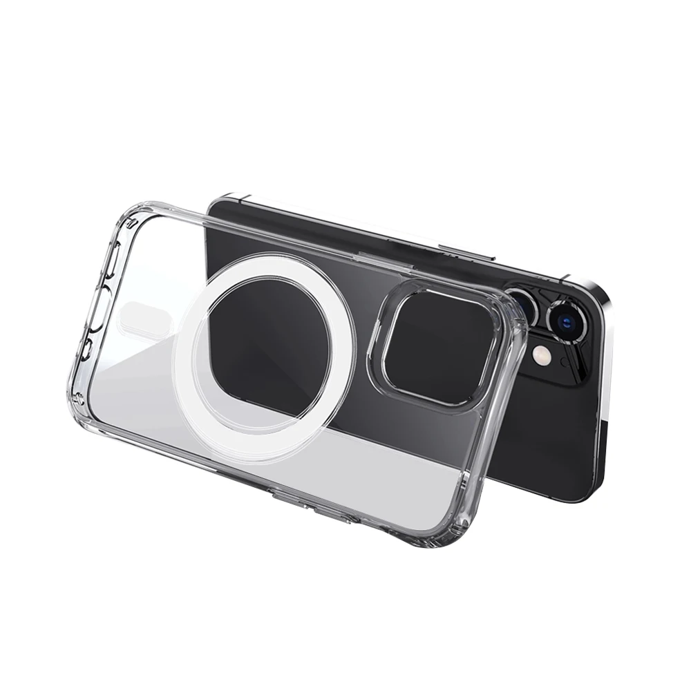 

For iPhone 12 TPU Case 360 Full Cover Shockproof Magnetic Phone Case Protective Transparent Magnetic Clear Case, Transparent / clear