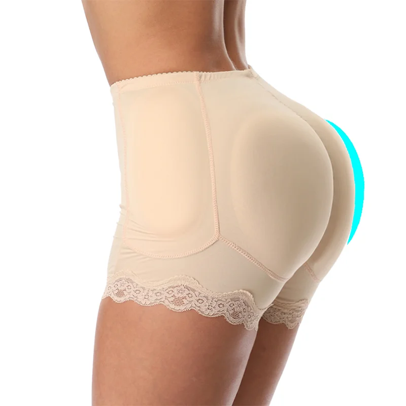 

Best Seller Female Mesh Padded Shapewear Butt Faja Women 4pcs Pads Enhancers Faked ASS Hip Butt Lifter Shapers, Black/beige