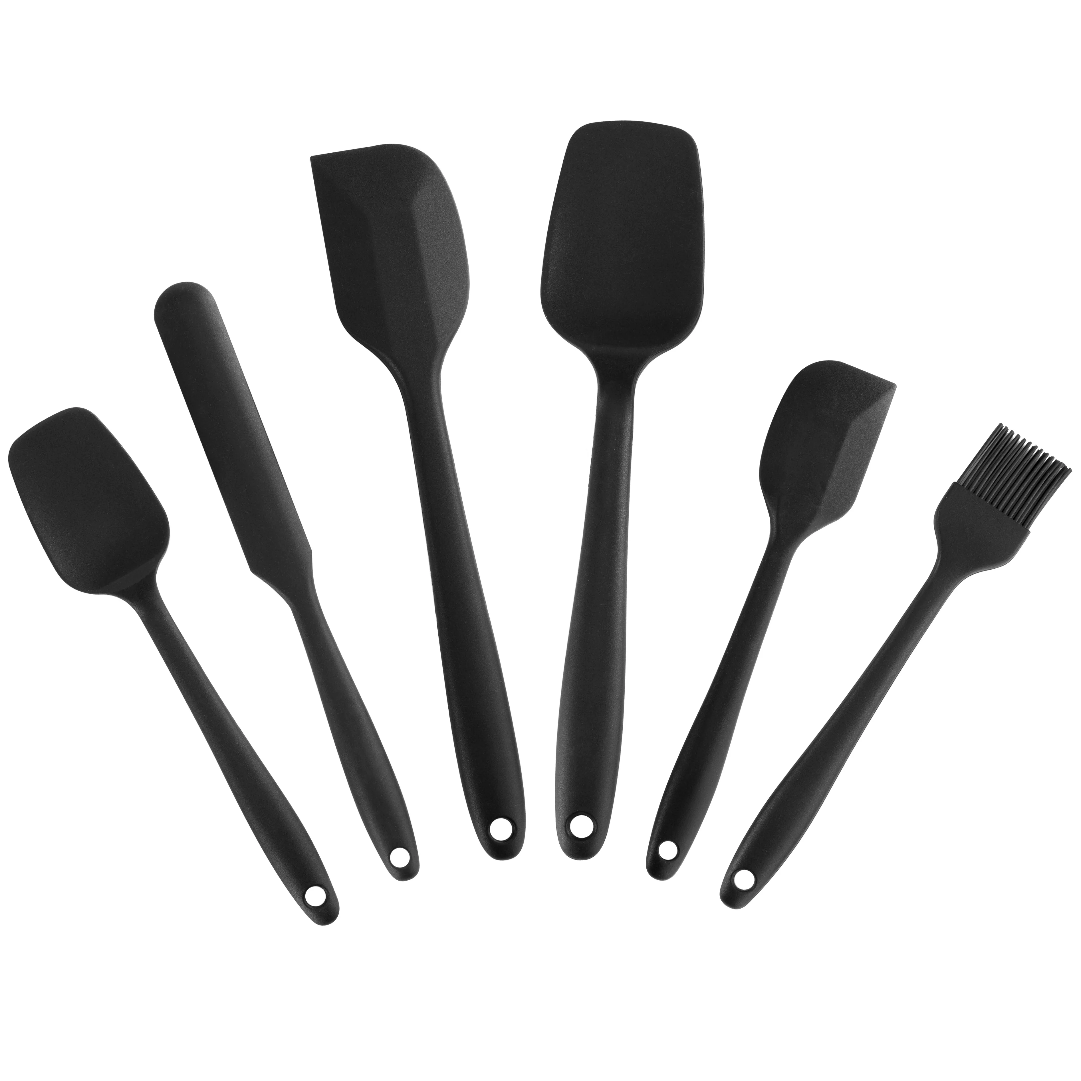 

Amazon Heat Resistant Food Grade Nonstick Rubber Spatulas Silicone Spatulas Set 6pcs for backing, Black