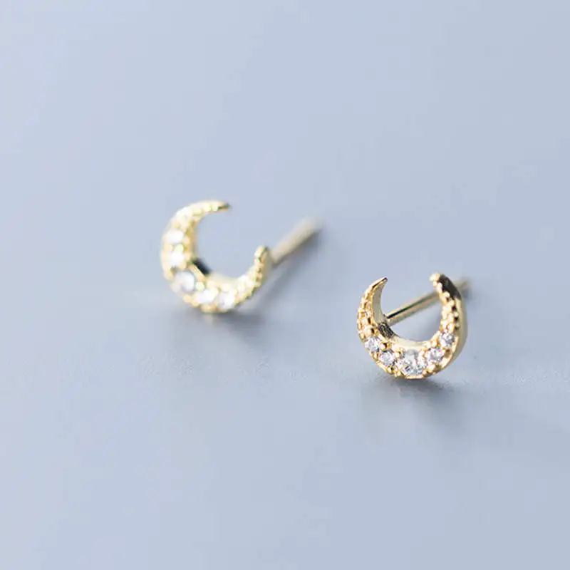 

925 sterling silver fantastic delicate moon zircon stud earrings women party gifts