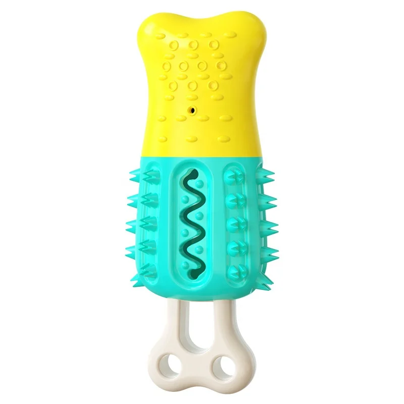 

2021 Durable Soft Natural Rubber Squeaky Ice Cream Cool Chewing Toys for Dogs Toothbrush Cleaning Teeth Bubble Pet Chew Dog Toy