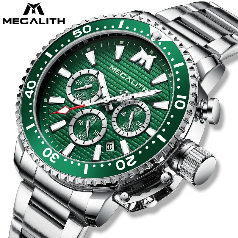 

New MEGALITH Fashion Mens Watches Top Brand Luxury WristWatch Men Quartz Clock Blue Waterproof Chronograph Relogio Masculino
