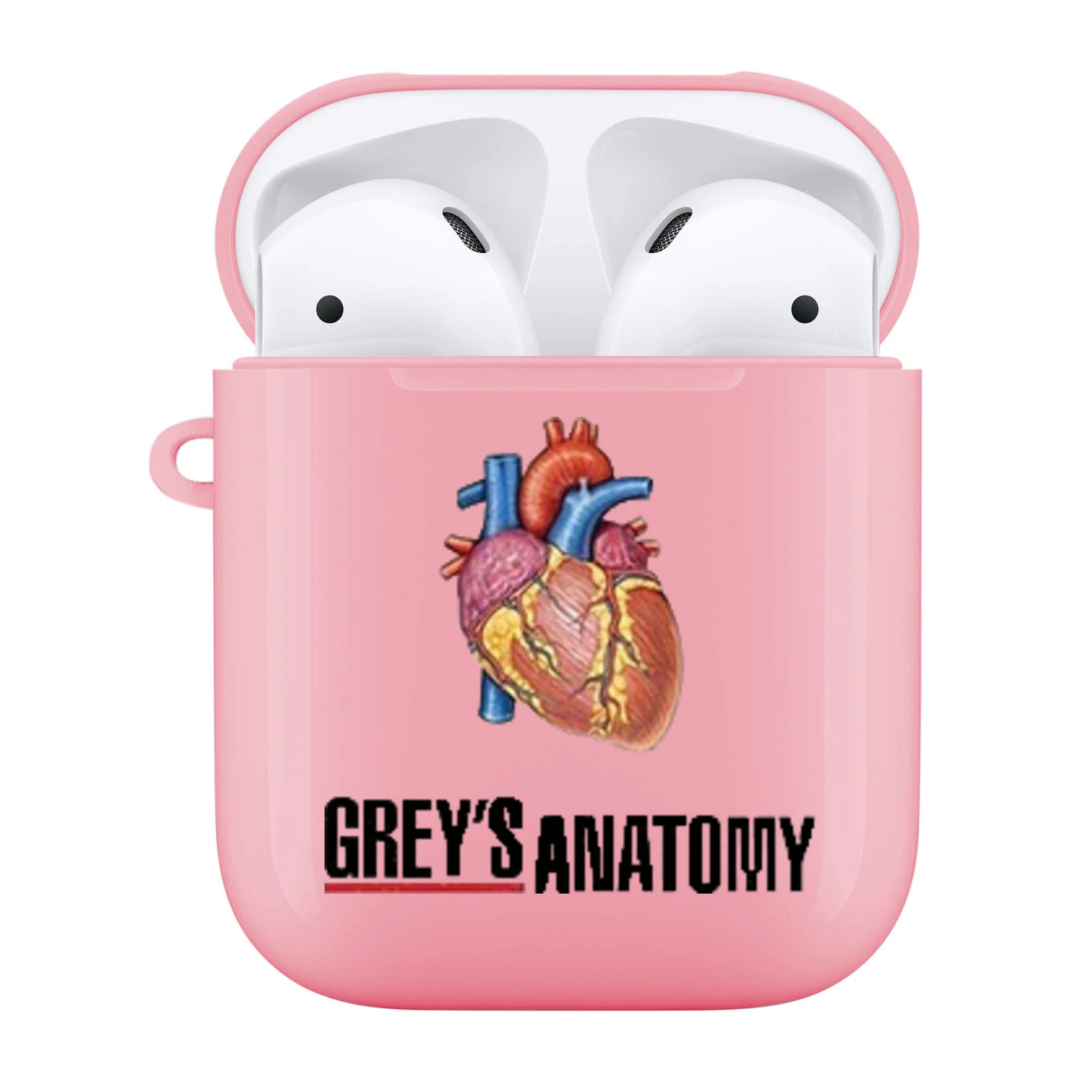 

Greys Anatomy AirPods Case Protective Cover Skin - Heart Pink Hard Shell Accessories For Apple AirPods