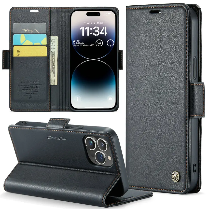 

CaseMe Popular Design Pu Leather Wallet Case Customized For Iphone 14 Card Holder Cover with RFID Function