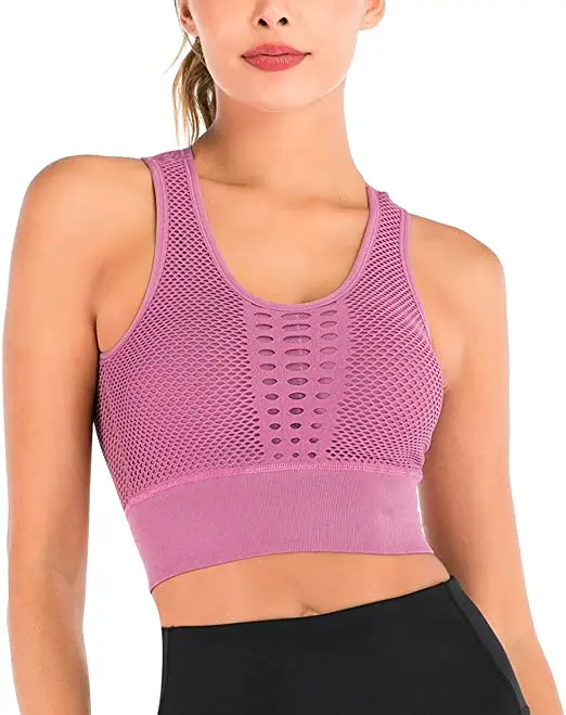 

Women Seamless Sports Bra Hollow Sleeveless Tank Top Removable Padded Workout Yoga Top, Black,blue,white,purple, workout yoga top