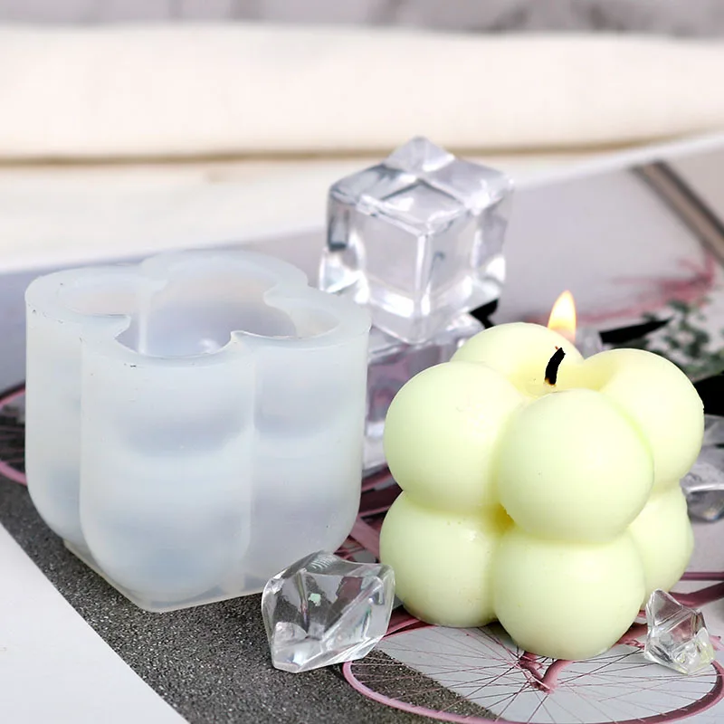 

0807 DIY 3D Rubik's Cube Silicone Mold Art Cake Mold Decoration Candle Silicone Mold, White