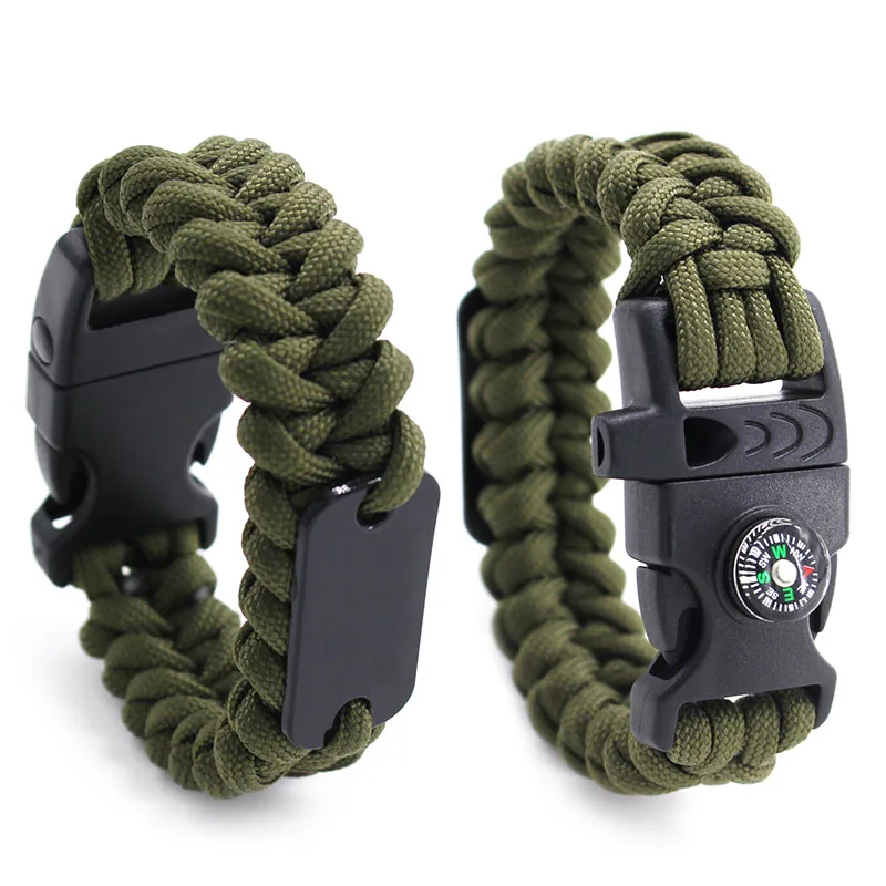 

Parachute Cord Wristband Bracelet Paracord with Embedded Compass, Multi-colors