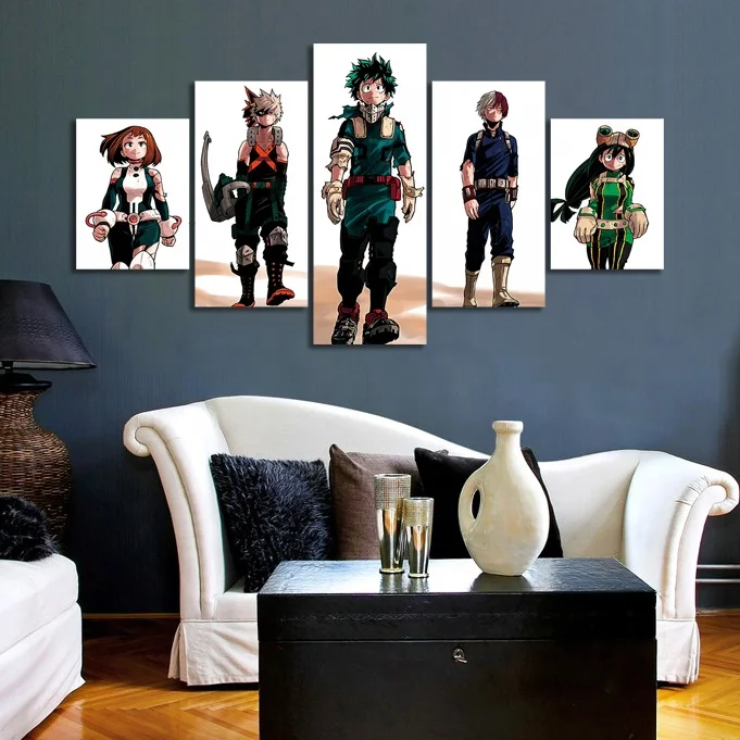 

5pcs Customize Boku No Hero Academia Anime Poster Abstract Wall Art Paintings My Hero Academia Comics Art Decor Painting, Multiple colours