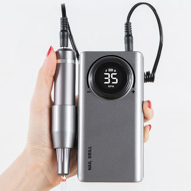 

35000RPM Rechargeable Nail Drill Machine Portable Manicure Drill Pedicure Drill Professional Nail Drill Machine Nail Polisher, Grey