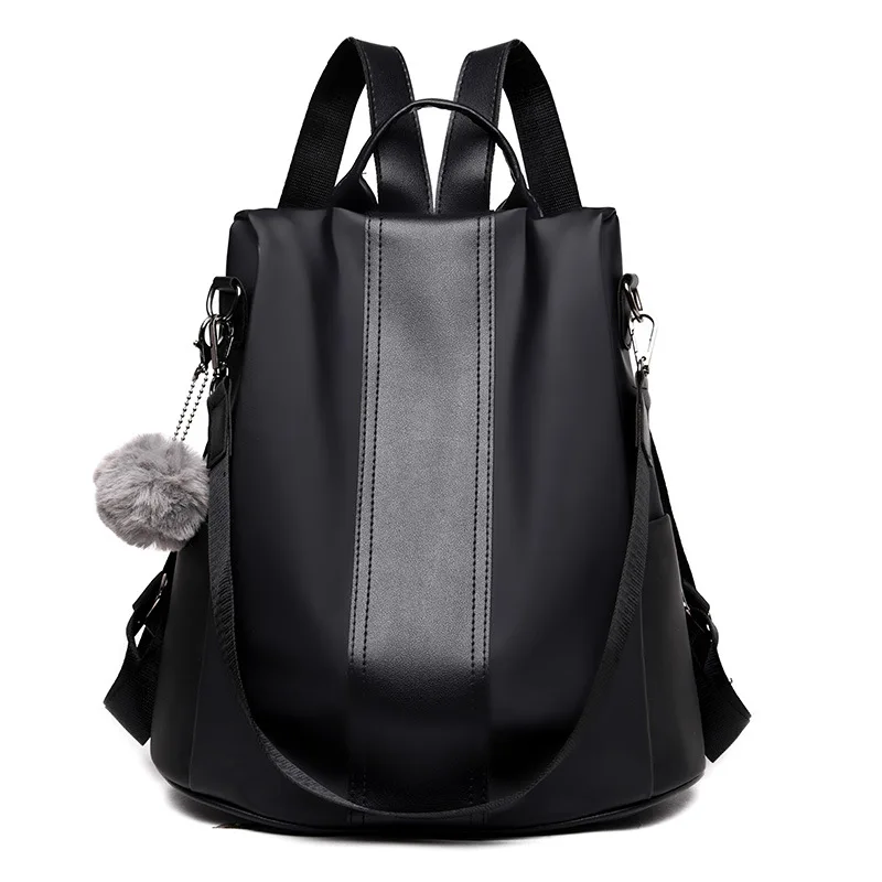 

Casual Nylon Fabric Borsa Zaino Black And Khaki Colour Ladies Convertible Backpack Teenage Girl Shoulder Bag, Black/khaki