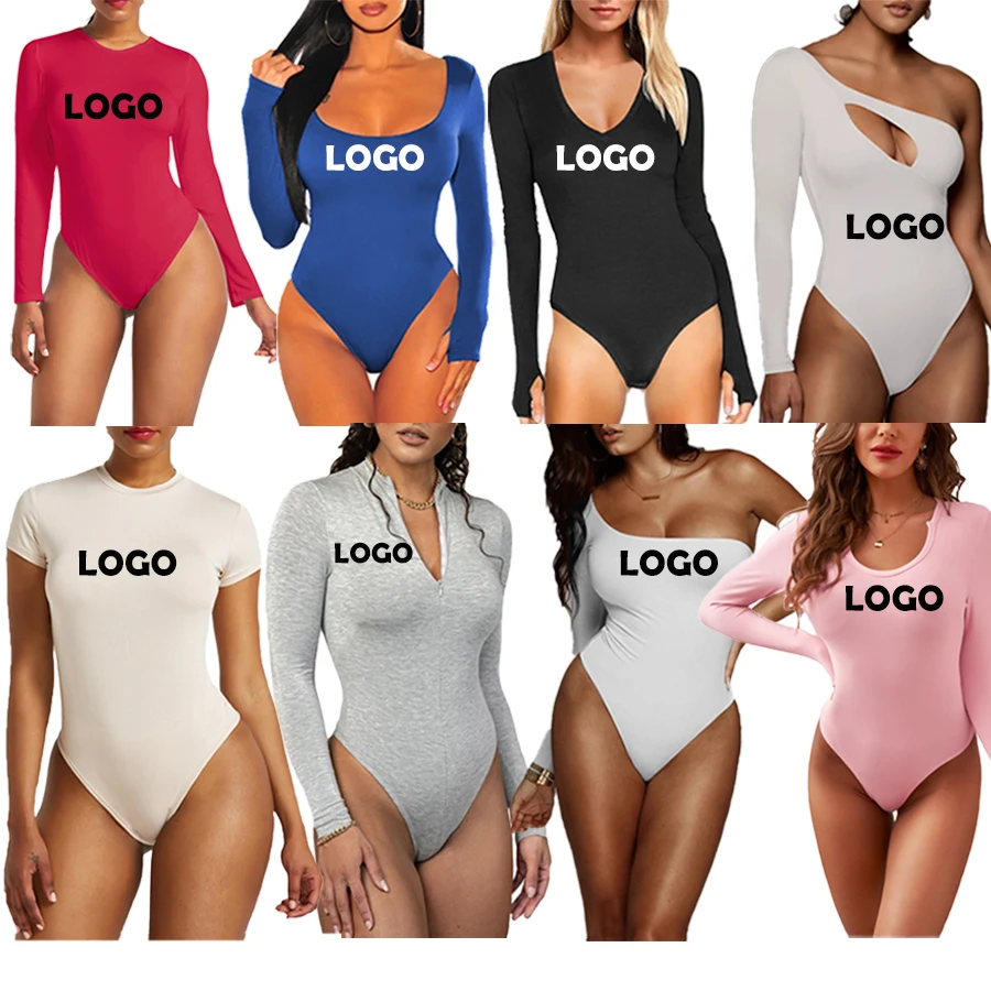 

2021 New Arrivals Autumn Custom Logo Plain Color Sexy Outfit One Piece Woman Tops Long Sleeve Women Bodysuit