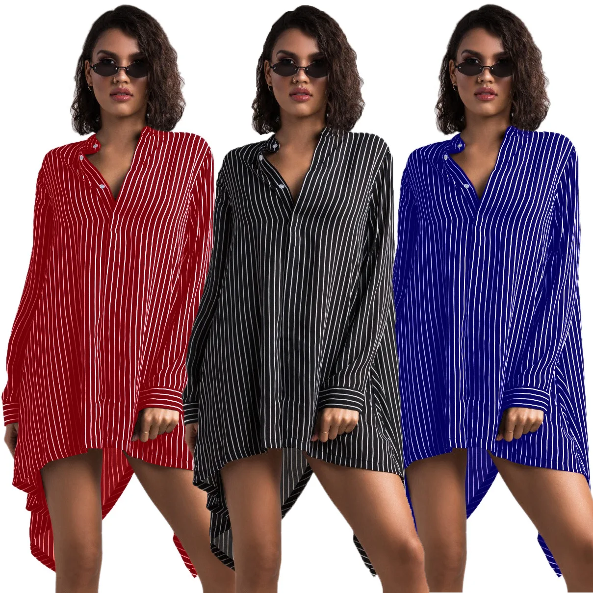 

Factory direct price hot casual vertical striped floral fashion long-sleeved party sexy irregular dresses, Burgundy,black,blue