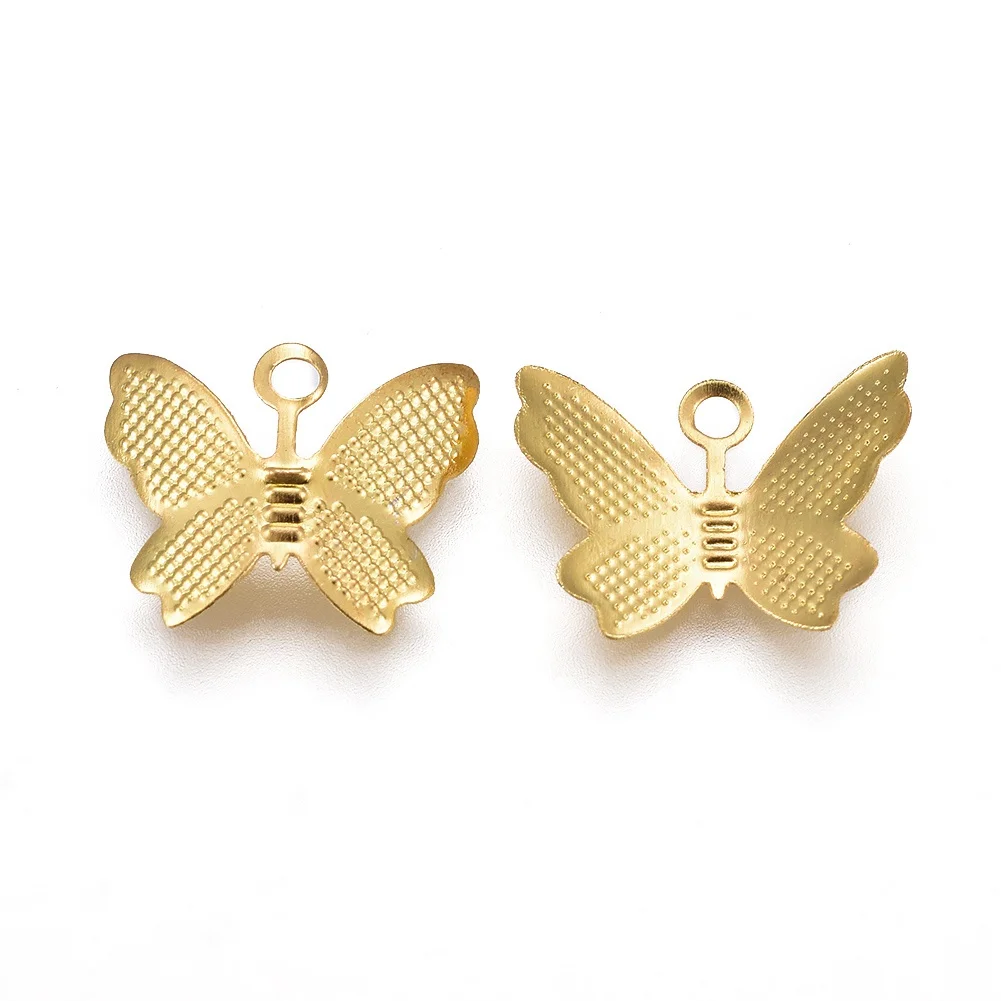 

PandaHall Wholesale Iron Metal Butterfly Golden Charms, Gold