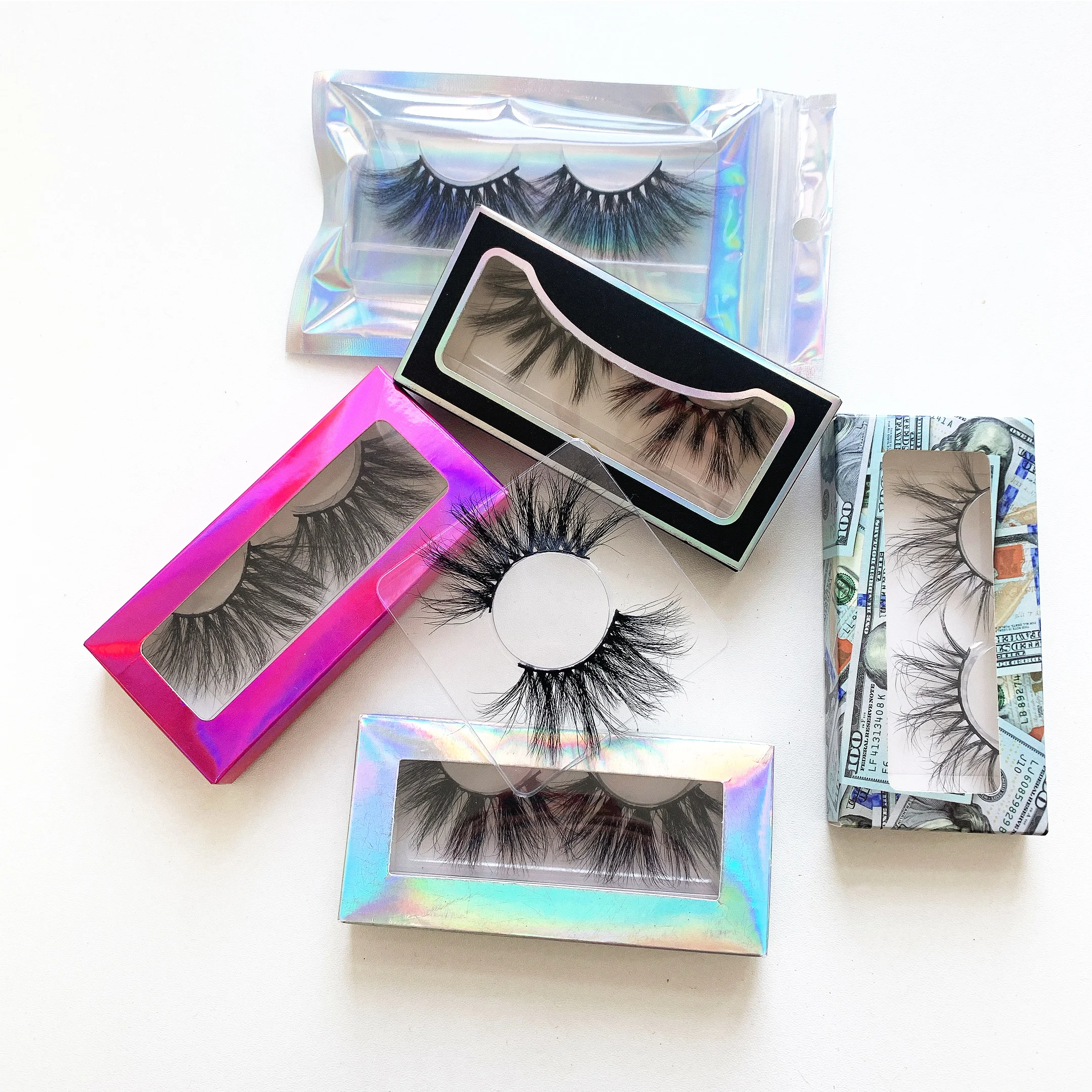 

2021 New Arrival full strip lashes Factory Price False Eyelash wholesale mink fluffy eyelashes lash cases, Black color