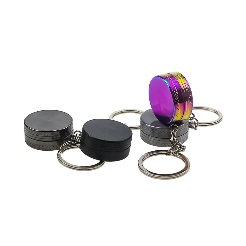 

Keychain Grinder- Custom Logo 30mm 2-Layer MIni Portable Zinc Alloy Herb Grinder, Silver,black,rainbow,gun black