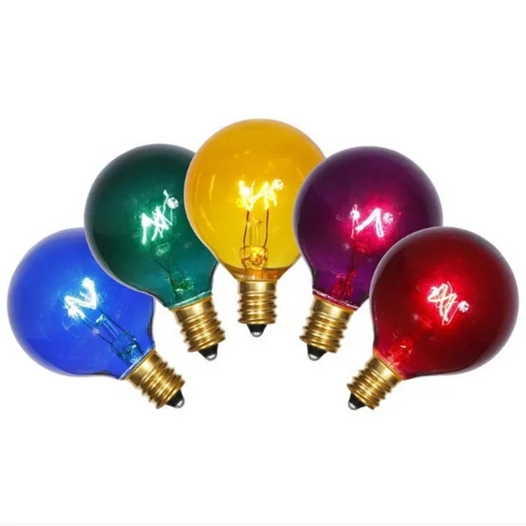 High Quality Transparent Multi-Color G40 Globe Christmas Replacement Light Bulbs 7 Watts