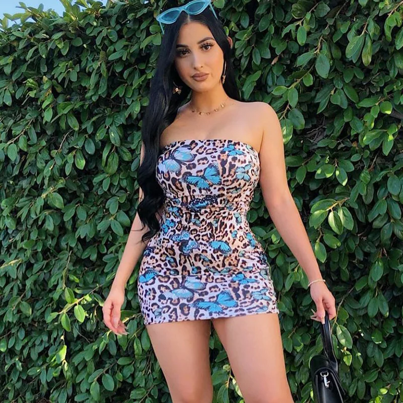 

Wholesale prom 2020 fashion woman club hot night sleeveless leopard print sexy dress