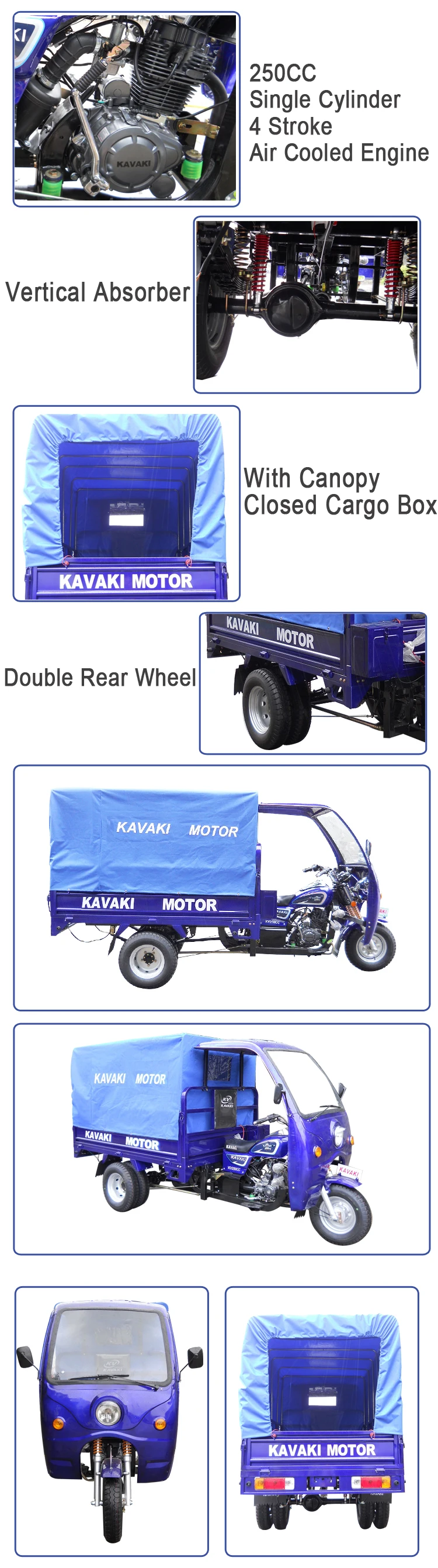 Hot Sale Cheap Prices 150cc Air Cooled Tricycle 5 Wheel Cargo Tricycle