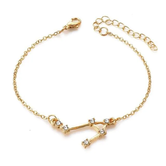 

Gold Silver Plated Zircon Bracelet Adjusted Lucky 12 Zodiac Sign Constellations Bracelet