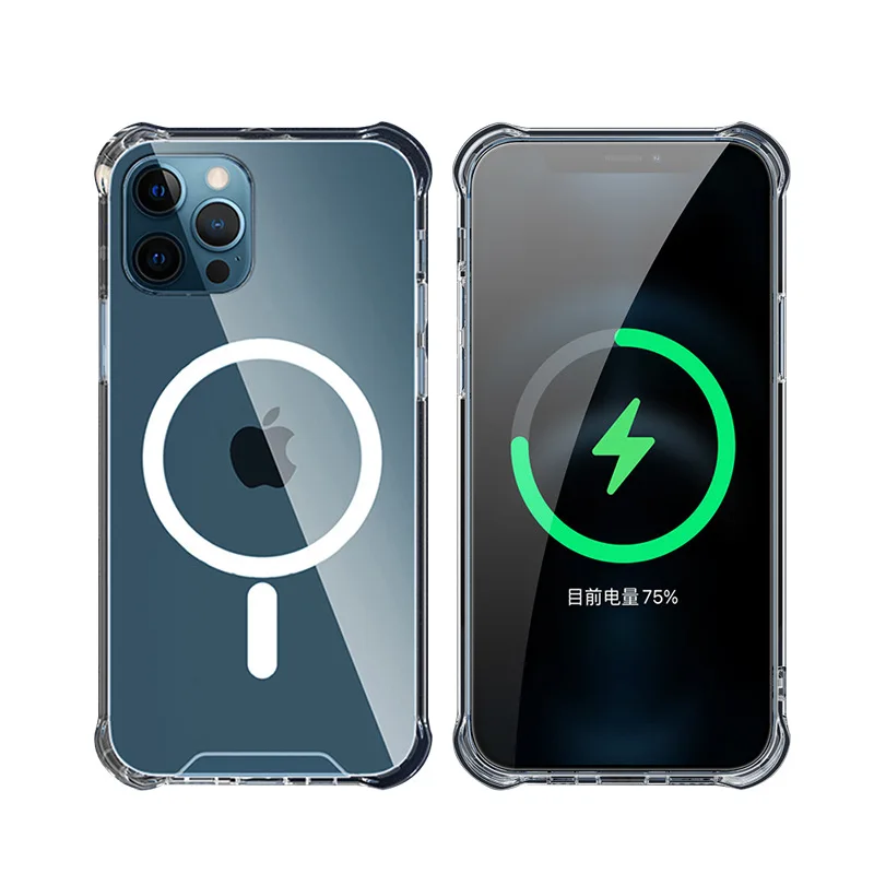 

2021 New Arrival Magnetic Adsorption Transparent Clear Magsafing Phone Case For Iphone 12 Mini Pro Max, Accept customized