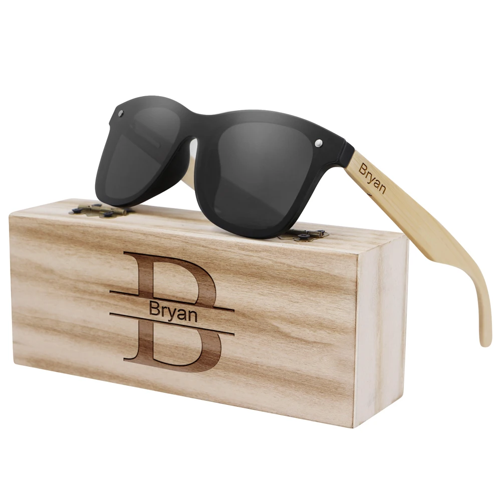 

Custom Engraved Men Wood Sunglasses Personalized Polarized Women Natural Wooden Sun Glasses with Box Groomsmen Gift Dropshipping