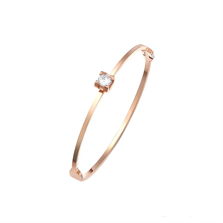 

52724 Xuping jewelry simple fashion stainless steel light luxury rose gold diamond elegant bangle