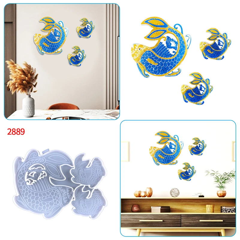 

L0208 New Hot Sale DIY Epoxy Resin Goldfish Home Decor Silicone Molds