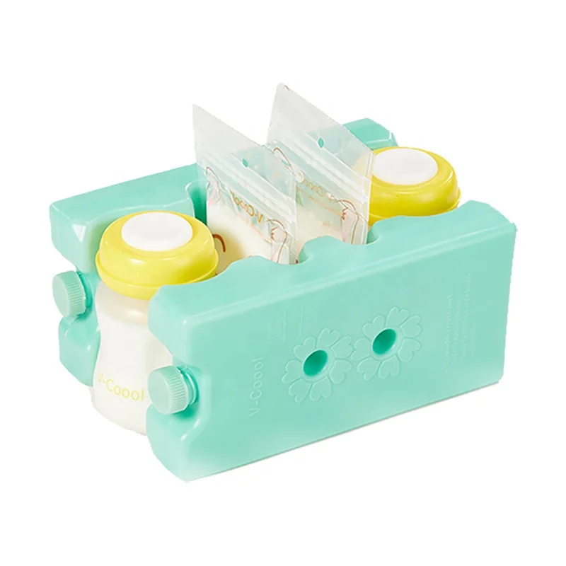 

V-Coool Dry Reusable ice brick pack without GEL for cooler bag and brest milk storage, Blue, yellow,orange