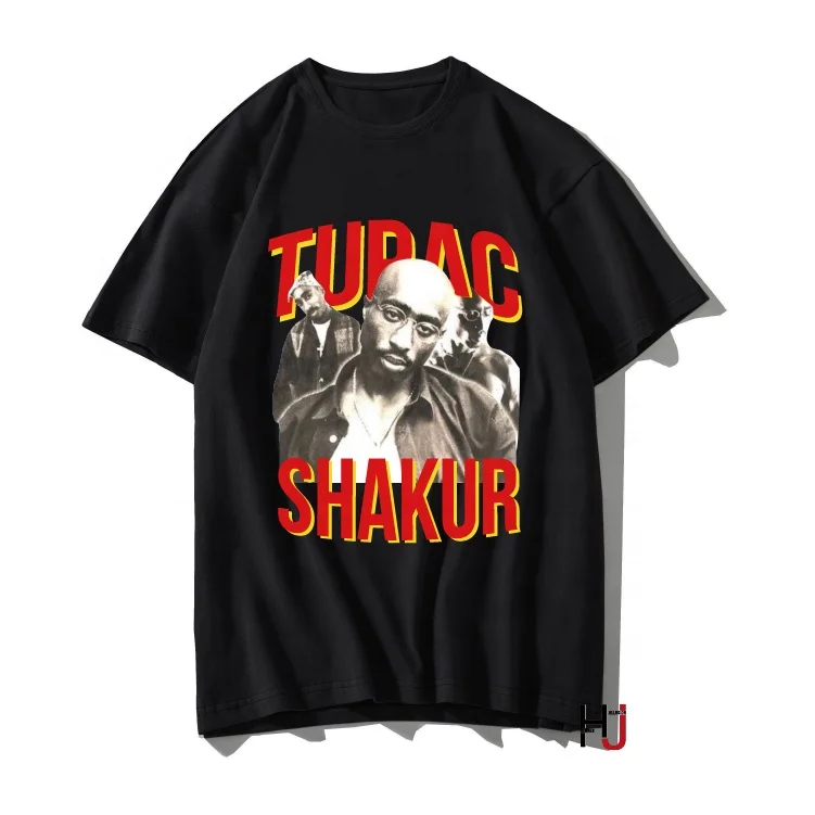 

Fashion Tupac 2Pac Shakur T-shirt Cotton Black Tshirt Hip Hop Oversize T Shirts Hiphop Rap Streetwear Plus Size T-shirts