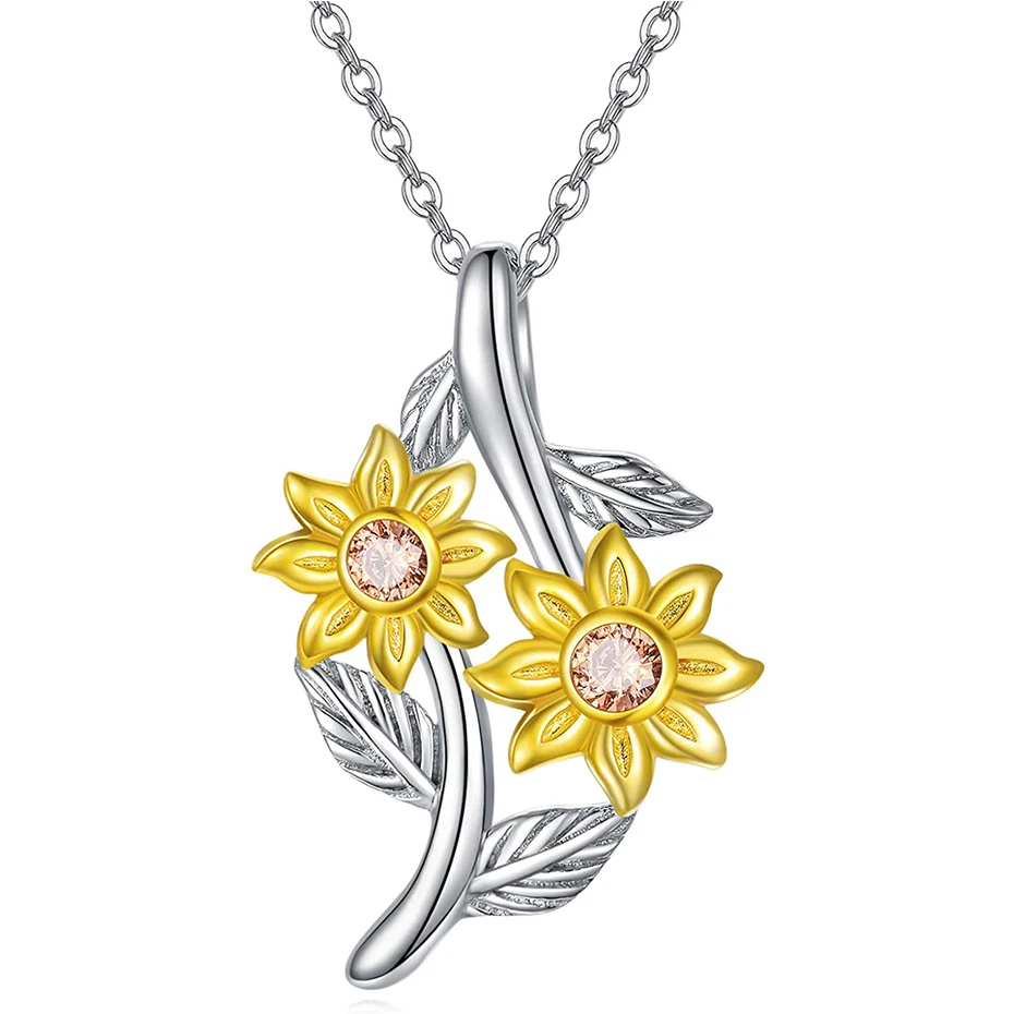 

Rose Valley Sunflower Necklace Hot Selling Jewelry Pendant Gold plated Two Tone Jewel Fashion Gift For Lover YN018