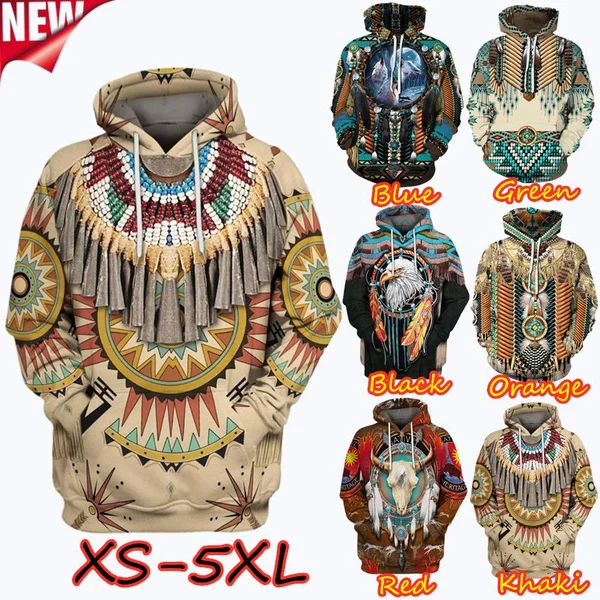 

Native Pattern Printed Hoodies Mens and Women Classic Hoodies O-neck Jacket Cosplay Hoodies, Customized color