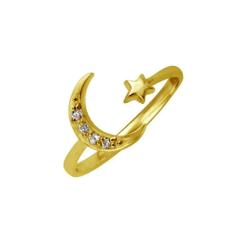 

ROXI 2020 Trend Popular 925 Sterling Silver Simple Star and Moon Diamond Open Ring