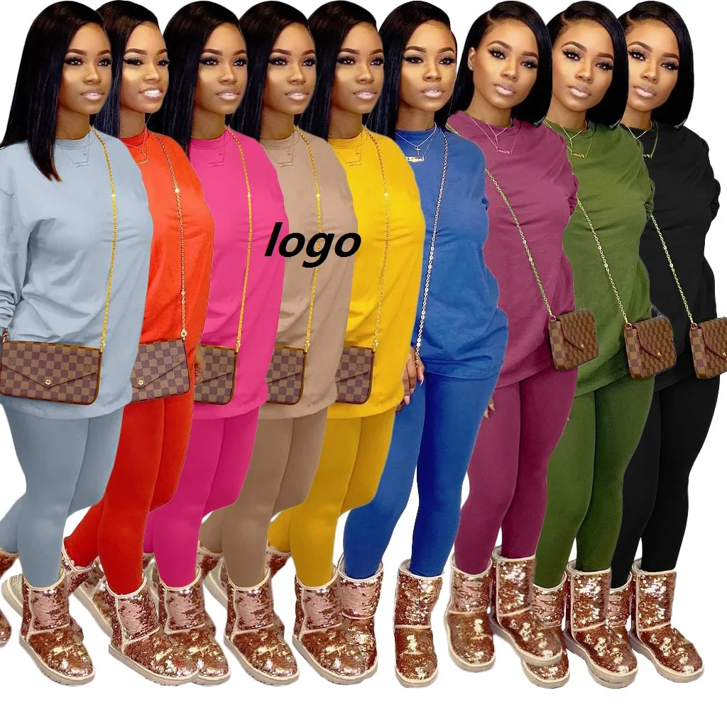 

Fashion Custom Candy Color Casual Two Piece Suit Long Sleeve Loose Gradient Tracksuit Autumn Winter Casual Outfits For Women
