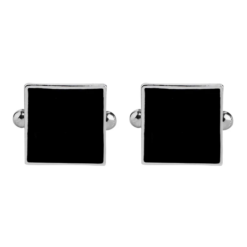 

Square Black Enamel Custom Personalize Wholesale Black Custom Alloy Brass Cuff Links Cufflinks for men