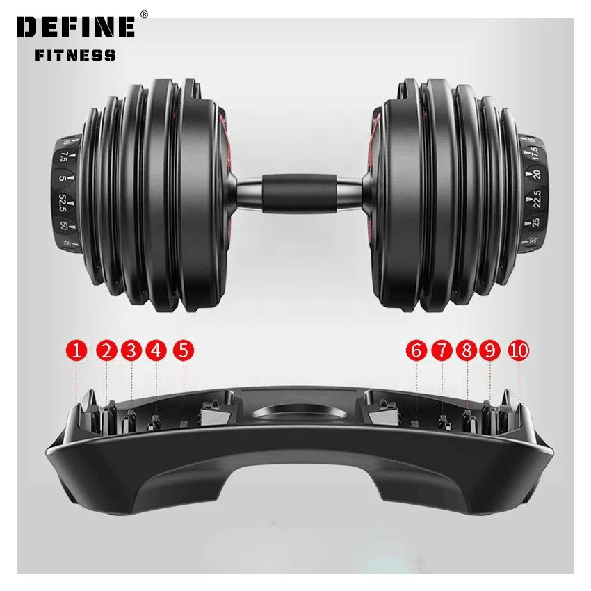 

DEFINE FITNESS cheap Price gym urethane adjustable dumbbell barbell set 24KG gym equipment 40KG beauty dumbbell, Black or customized colorfulcolor