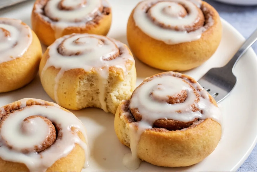 Overnight cinnamon roll dough being rolled out with cinnamon sugar mixture on a clean kitchen counter