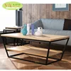 Home deco modern Double-deck solid oak wood coffee table/ iron wood tea end table for living room