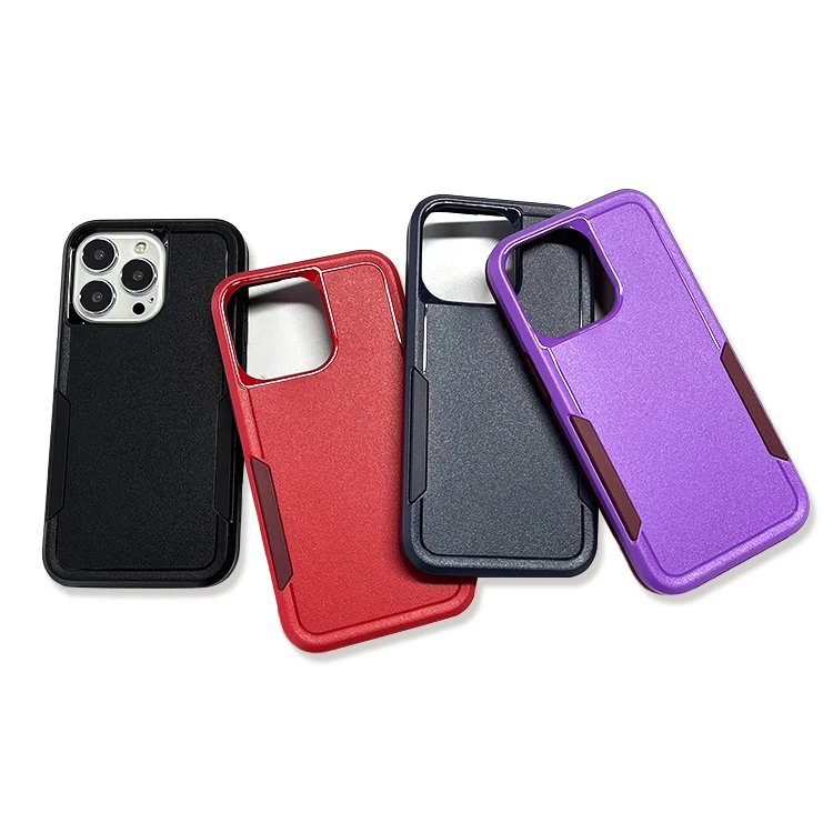 

Heavy Duty Shockproof Anti-fall Matt 2 in1 PC TPU Armor Combo Protective Phone Case for iphone 13 mini Pro Max, Black, red, navy, pink, purple