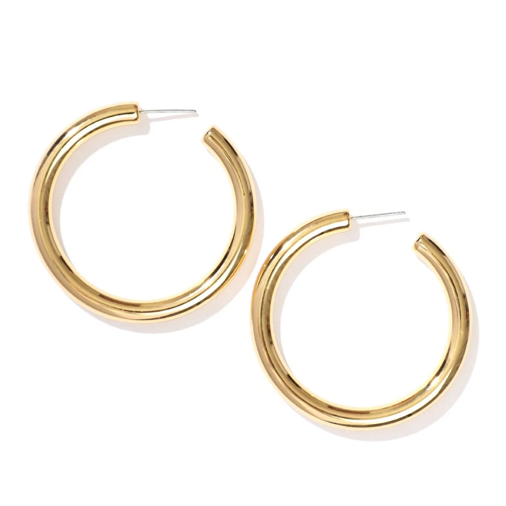 

14K Gold Open Hoop Earrings For Women Wedding Hollow Circle Post Earrings Jewelry