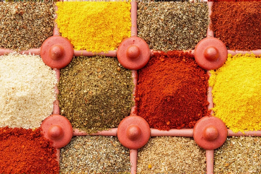 Spice bottles on a shelf