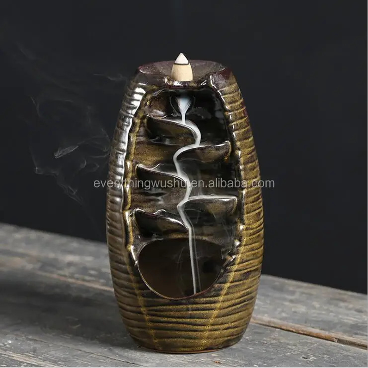 Worldwide Free Shipping Waterfall Incense Burner Ceramic Incense Holder,Option for Mixed Incense Cones