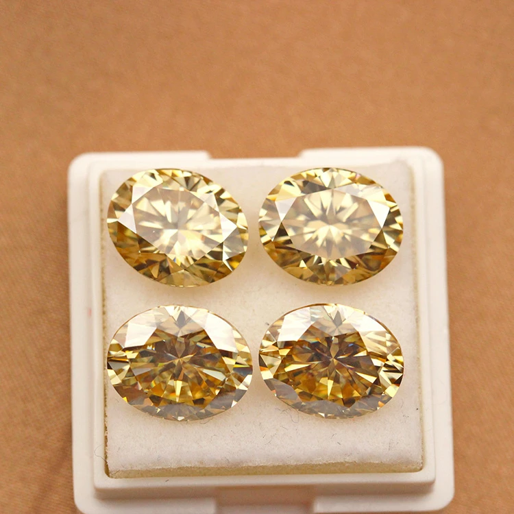 

Top Grade Oval Cut Yellow Moissanite Loose Stones 2*4mm To 10*14mm Moissanite Diamond D Color VVS Clarity Wholesale Gems