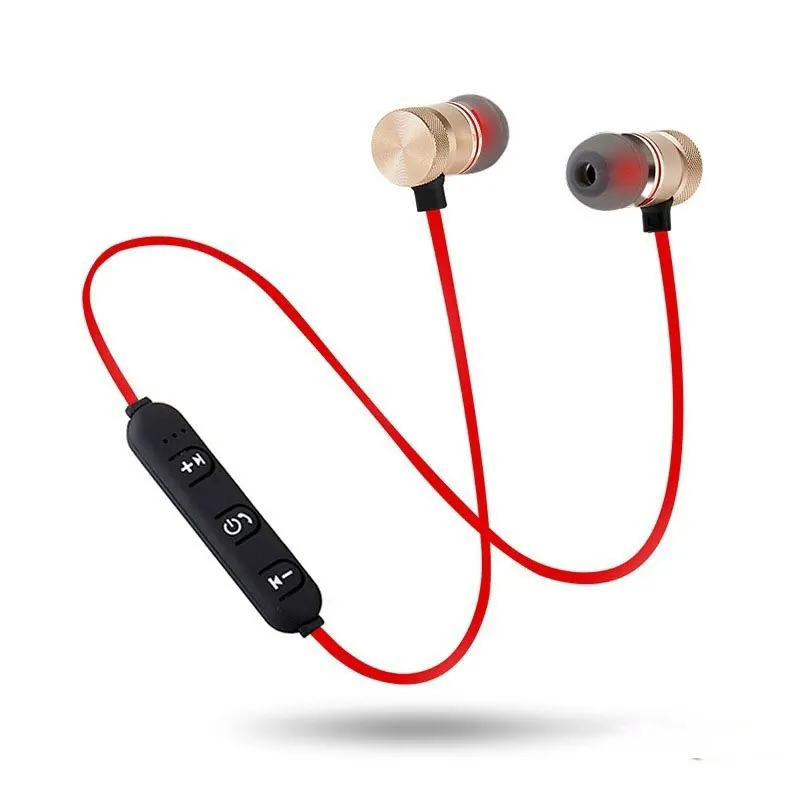 

5.0 BT TWS Earphone Sports Neckband Magnetic Wireless Headset Stereo Earbuds Music Metal Headphones With Mic For All Phones, Black/red