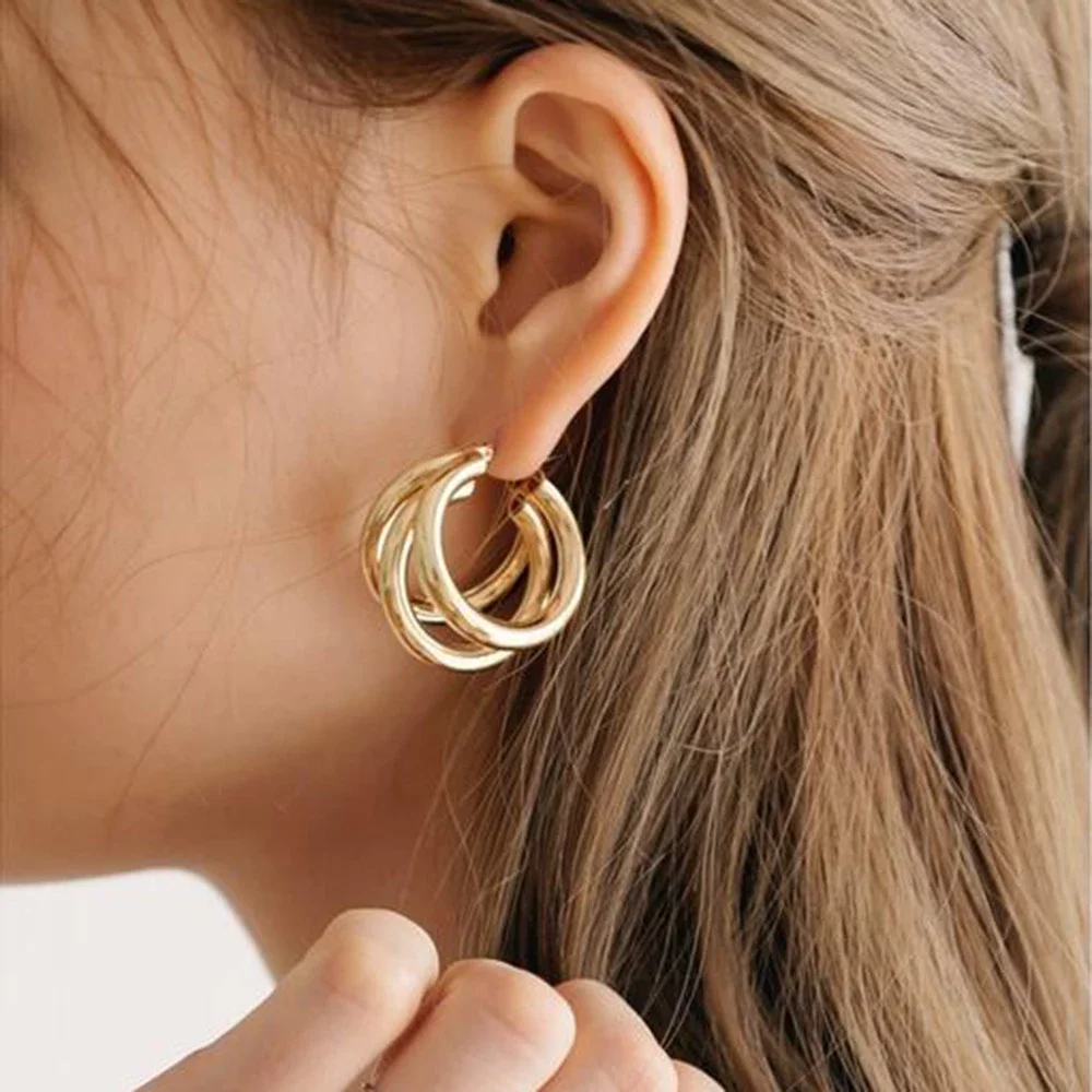 

Fashion Gold Silver color Circle Geometric Alloy Earrings for Women