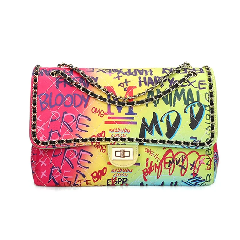 

2020 Graffiti Rainbow Mini Shoulder Painted Large Women Hand Bags