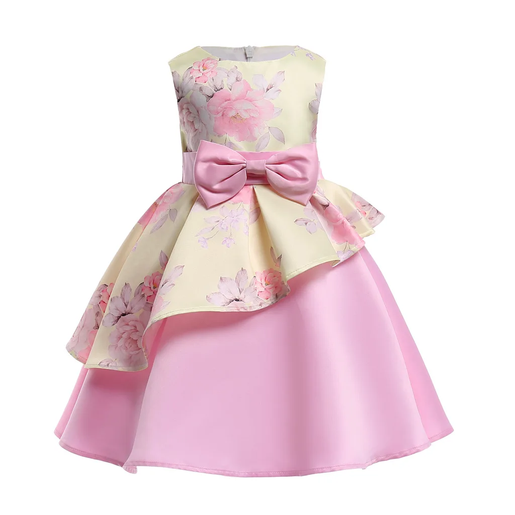 

hot Girl Dress Kids Ruffles sleeveless skirt Lace Party Wedding Child Bridesmaid Dresses