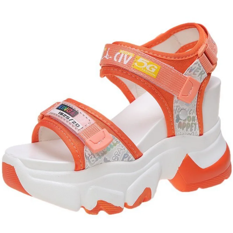 

Dropshipping Custom Logo 2022 White Women's Chunky Wedge Sandals Heeled Sandals for Women and Ladies