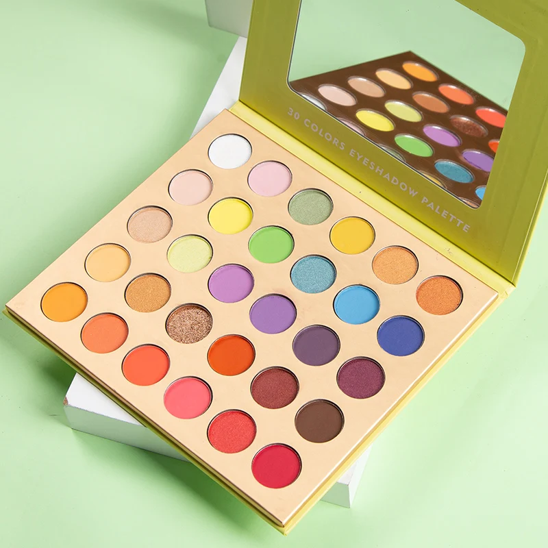 

Wholesale Custom Logo Design My Own Yellow Eyeshadow Palette 30 Pan Eyeshadow Palette Makeup with Mirror, 30 colors