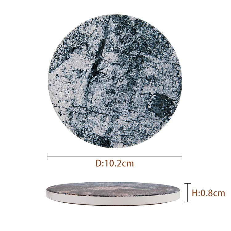 

Marble Color Drink Coaster Set Tabletop Protection Cups Place Mat Absorbent Ceramic Mugs Coaster